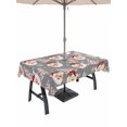 thumbnail image 1 of Outdoor Tablecloth with Umbrella Hole and Zipper, Grey Red Christmas Rectangle Table Cloth 60x120 Inch Waterproof Tablecloth, Santa Xmas Tree Snowflake Winter Picnic Table Cover for Patio Camping, 1 of 7