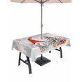 thumbnail image 1 of Outdoor Tablecloth with Umbrella Hole and Zipper, Grey Red Christmas Rectangle Table Cloth 60x120 Inch Waterproof Tablecloth, Snowflake Gnomes Xmas Tree Winter Gifts Picnic Table Cover for Patio, 1 of 7