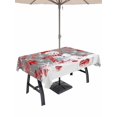 thumbnail image 1 of Outdoor Tablecloth with Umbrella Hole and Zipper, Grey Snowman Christmas Rectangle Table Cloth 52x70 Inch Waterproof Tablecloth, Xmas Balls Snowflake Picnic Table Cover for Patio Camping, 1 of 7