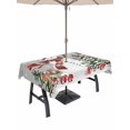 thumbnail image 1 of Outdoor Tablecloth with Umbrella Hole and Zipper, Grey Snowman Christmas Rectangle Table Cloth 60x120 Inch Waterproof Tablecloth, Xmas Tree Ball Snowflake Winter Elk Picnic Table Cover for Patio, 1 of 7