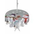 thumbnail image 1 of Outdoor Tablecloth with Umbrella Hole and Zipper, Grey Snowman Christmas Round Table Cloth 60 Inch Waterproof Tablecloth, Xmas Snowflake Winter Ball Picnic Table Cover for Patio Camping, 1 of 7