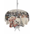 thumbnail image 1 of Outdoor Tablecloth with Umbrella Hole and Zipper, Grey Snowman Christmas Round Table Cloth 60 Inch Waterproof Tablecloth, Xmas Tree Rustic Snowflake Picnic Table Cover for Patio Camping, 1 of 7