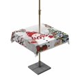 thumbnail image 1 of Outdoor Tablecloth with Umbrella Hole and Zipper, Grey Snowman Christmas Square Table Cloth 54x54 Inch Waterproof Tablecloth, Xmas Tree Branch Birds Picnic Table Cover for Patio Camping, 1 of 7