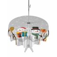 thumbnail image 1 of Outdoor Tablecloth with Umbrella Hole and Zipper, Grey Snowman Round Table Cloth 60 Inch Waterproof Tablecloth, Christmas Winter Snowflake Xmas Tree Picnic Table Cover for Patio Camping, 1 of 7