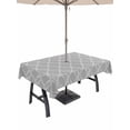 thumbnail image 1 of Outdoor Tablecloth with Umbrella Hole and Zipper, Grey White Stripes Rectangle Table Cloth 60x102 Inch Waterproof Tablecloth, Simple Geometric Modern Monochrome Picnic Table Cover for Patio Camping, 1 of 7