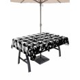 thumbnail image 1 of Outdoor Tablecloth with Umbrella Hole and Zipper, Halloween Rectangle Table Cloth 52x70 Inch Waterproof Tablecloth, Black White Plaid Horror Bat Spooky Halloween Picnic Table Cover for Patio Camping, 1 of 7