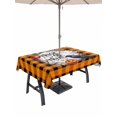 thumbnail image 1 of Outdoor Tablecloth with Umbrella Hole and Zipper, Halloween Rectangle Table Cloth 54x80 Inch Waterproof Tablecloth, Horror Pumpkin Crow Skull Orange Black Checkered Picnic Table Cover for Patio, 1 of 7