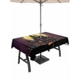 thumbnail image 1 of Outdoor Tablecloth with Umbrella Hole and Zipper, Halloween Rectangle Table Cloth 60x102 Inch Waterproof Tablecloth, Retro Horror Castle Yellow Moon Bat Tree Picnic Table Cover for Patio Camping, 1 of 7
