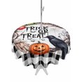 thumbnail image 1 of Outdoor Tablecloth with Umbrella Hole and Zipper, Halloween Round Table Cloth 54 Inch Waterproof Tablecloth, Horror Pumpkin Crow Skull Black White Checkered Picnic Table Cover for Patio Camping, 1 of 7