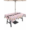 thumbnail image 1 of Outdoor Tablecloth with Umbrella Hole and Zipper, Happy Birthday Rectangle Table Cloth 54x80 Inch Waterproof Tablecloth, Pink Modern Abstract Art Picnic Table Cover for Patio Camping, 1 of 7