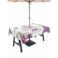 thumbnail image 1 of Outdoor Tablecloth with Umbrella Hole and Zipper, Happy Birthday Rectangle Table Cloth 60x102 Inch Waterproof Tablecloth, Gradient Purple Dress Crown Carriage Flowers Picnic Table Cover for Patio, 1 of 7