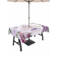 thumbnail image 1 of Outdoor Tablecloth with Umbrella Hole and Zipper, Happy Birthday Rectangle Table Cloth 60x102 Inch Waterproof Tablecloth, Purple Luxury Dress Crown Carriage Flowers Picnic Table Cover for Patio, 1 of 7