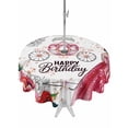 thumbnail image 1 of Outdoor Tablecloth with Umbrella Hole and Zipper, Happy Birthday Round Table Cloth 54 Inch Waterproof Tablecloth, Red Dress Crown Carriage Flowers Butterfly Picnic Table Cover for Patio Camping, 1 of 7