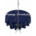 thumbnail image 1 of Outdoor Tablecloth with Umbrella Hole and Zipper, Happy Birthday Round Table Cloth 60 Inch Waterproof Tablecloth, Navy Blue Modern Abstract Art Picnic Table Cover for Patio Camping, 1 of 7
