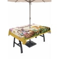 thumbnail image 1 of Outdoor Tablecloth with Umbrella Hole and Zipper, Happy Easter Rectangle Table Cloth 60x102 Inch Waterproof Tablecloth, Rabbit Eggs Spring Mushrooms Flowers Yellow Picnic Table Cover for Patio, 1 of 7