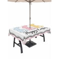 thumbnail image 1 of Outdoor Tablecloth with Umbrella Hole and Zipper, Happy Easter Rectangle Table Cloth 60x120 Inch Waterproof Tablecloth, Cute Lovely Colorful Rabbits Silhouette Pink Checkered Picnic Table Cover, 1 of 7