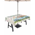 thumbnail image 1 of Outdoor Tablecloth with Umbrella Hole and Zipper, Happy Easter Rectangle Table Cloth 60x120 Inch Waterproof Tablecloth, Watercolor Floral Truck Eggs Rabbits Spring Beige Picnic Table Cover for Patio, 1 of 7