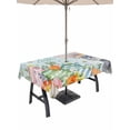 thumbnail image 1 of Outdoor Tablecloth with Umbrella Hole and Zipper, Happy Easter Rectangle Table Cloth 60x84 Inch Waterproof Tablecloth, Spring Bunny Easter Eggs Floral Teal Wood Picnic Table Cover for Patio Camping, 1 of 7