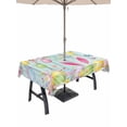 thumbnail image 1 of Outdoor Tablecloth with Umbrella Hole and Zipper, Happy Easter Rectangle Table Cloth 60x84 Inch Waterproof Tablecloth, Spring Bunny Eggs Flower Teal Wood Grain Picnic Table Cover for Patio Camping, 1 of 7