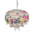 thumbnail image 1 of Outdoor Tablecloth with Umbrella Hole and Zipper, Happy Easter Round Table Cloth 54 Inch Waterproof Tablecloth, Spring Flower Pastoral Butterfly Retro Beige Picnic Table Cover for Patio Camping, 1 of 7