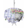thumbnail image 1 of Outdoor Tablecloth with Umbrella Hole and Zipper, Happy Easter Round Table Cloth 60 Inch Waterproof Tablecloth, Cute Bunny Spring Flowers Butterfly Purple Plaid Picnic Table Cover for Patio Camping, 1 of 7