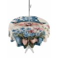thumbnail image 1 of Outdoor Tablecloth with Umbrella Hole Zipper Happy Father's Day Round Tablecloth 60" Waterproof Outside Table Cloth Blue Gnomes Floral Linen Patio Table Cover Tablecloths for Picnic Party, 1 of 8