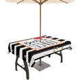 thumbnail image 1 of Outdoor Tablecloth with Umbrella Hole and Zipper Happy New Year Outdoor Tablecloths 60x84 Waterproof Table Cloths Black and White Stripes Patio Table Cloth Cover for Outdoor Tables Picnic BBQS Garden, 1 of 1