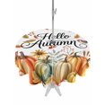 thumbnail image 1 of Outdoor Tablecloth with Umbrella Hole and Zipper, Hello Autumn Round Table Cloth 60 Inch Waterproof Tablecloth, Orange Thanksgiving Fall Pumpkins Maple Leaf Picnic Table Cover for Patio Camping, 1 of 7