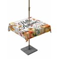 thumbnail image 1 of Outdoor Tablecloth with Umbrella Hole and Zipper, Hello Autumn Square Table Cloth 60x60 Inch Waterproof Tablecloth, Thanksgiving Fall Pumpkins Maple Leaf Striped Picnic Table Cover for Patio Camping, 1 of 7