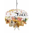 thumbnail image 1 of Outdoor Tablecloth with Umbrella Hole and Zipper, Hello Fall Round Table Cloth 54 Inch Waterproof Tablecloth, Orange Pumpkins Thanksgiving Maple Leaf Picnic Table Cover for Patio Camping, 1 of 7
