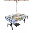 thumbnail image 1 of Outdoor Tablecloth with Umbrella Hole and Zipper, Hello Spring Rectangle Table Cloth 60x120 Inch Waterproof Tablecloth, Farmhouse Floral Eucalyptus Wood Blue Plaid Picnic Table Cover for Patio, 1 of 7