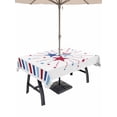 thumbnail image 1 of Outdoor Tablecloth with Umbrella Hole and Zipper, Independence Day Rectangle Table Cloth 52x70 Inch Waterproof Tablecloth, 4th of July Red Blue Striped Stars Patriotic Picnic Table Cover for Patio, 1 of 7