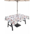 thumbnail image 1 of Outdoor Tablecloth with Umbrella Hole and Zipper, Independence Day Rectangle Table Cloth 52x70 Inch Waterproof Tablecloth, 4th of July Red Blue Stripes Star Leaves Picnic Table Cover for Patio, 1 of 7