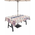 thumbnail image 1 of Outdoor Tablecloth with Umbrella Hole and Zipper, Independence Day Rectangle Table Cloth 54x80 Inch Waterproof Tablecloth, Blue Red Star Fireworks American Flag Picnic Table Cover for Patio Camping, 1 of 7