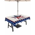 thumbnail image 1 of Outdoor Tablecloth with Umbrella Hole and Zipper, Independence Day Rectangle Table Cloth 60x120 Inch Waterproof Tablecloth, 4th of July Patriotic Star Usa Flag Picnic Table Cover for Patio Camping, 1 of 7