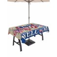 thumbnail image 1 of Outdoor Tablecloth with Umbrella Hole and Zipper, Independence Day Rectangle Table Cloth 60x120 Inch Waterproof Tablecloth, Farmhouse American Flag Butterflies Burlap Picnic Table Cover for Patio, 1 of 7