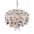 thumbnail image 1 of Outdoor Tablecloth with Umbrella Hole and Zipper, Independence Day Round Table Cloth 54 Inch Waterproof Tablecloth, 4th of July Red Blue Strip Love Burlap Picnic Table Cover for Patio Camping, 1 of 7