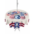 thumbnail image 1 of Outdoor Tablecloth with Umbrella Hole and Zipper, Independence Day Round Table Cloth 54 Inch Waterproof Tablecloth, Red Blue Flowers Patriotic Star Stripes Picnic Table Cover for Patio Camping, 1 of 7