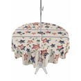 thumbnail image 1 of Outdoor Tablecloth with Umbrella Hole and Zipper, Independence Day Round Table Cloth 60 Inch Waterproof Tablecloth, 4th of July Red Blue Stripes Star Burlap Picnic Table Cover for Patio Camping, 1 of 7