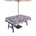 thumbnail image 1 of Outdoor Tablecloth with Umbrella Hole and Zipper, Lavender Floral Rectangle Table Cloth 54x80 Inch Waterproof Tablecloth, Purple Flowers Butterfly Black Gray Plaid Picnic Table Cover for Patio, 1 of 7