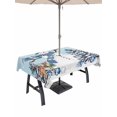 thumbnail image 1 of Outdoor Tablecloth with Umbrella Hole and Zipper, Light Blue Snowman Christmas Rectangle Table Cloth 60x84 Inch Waterproof Tablecloth, Xmas Tree Ball Snowflake Elk Picnic Table Cover for Patio, 1 of 7
