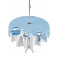 thumbnail image 1 of Outdoor Tablecloth with Umbrella Hole and Zipper, Light Blue Snowman Christmas Round Table Cloth 60 Inch Waterproof Tablecloth, Winter Snowflake Pine Xmas Tree Picnic Table Cover for Patio Camping, 1 of 7
