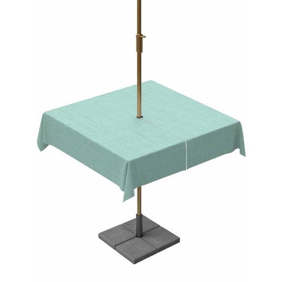 Outdoor Tablecloth with Umbrella Hole and Zipper, Linen Mint Green Square Table Cloth 54x54 Inch Waterproof Tablecloth, Modern Minimalist Pure Solid Color Picnic Table Cover for Patio Camping