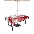 thumbnail image 1 of Outdoor Tablecloth with Umbrella Hole and Zipper, Love Heart Valentine's Day Rectangle Table Cloth 60x120 Inch Waterproof Tablecloth, Eucalyptus Botanical Red Pink Picnic Table Cover for Patio, 1 of 7