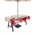 thumbnail image 1 of Outdoor Tablecloth with Umbrella Hole and Zipper, Love Heart Valentine's Rectangle Table Cloth 60x84 Inch Waterproof Tablecloth, Eucalyptus Botanical Red Pink Retro Picnic Table Cover for Patio, 1 of 7