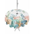 thumbnail image 1 of Outdoor Tablecloth with Umbrella Hole and Zipper, Marine Life Round Table Cloth 54 Inch Waterproof Tablecloth, Nautical Underwater Coral Shell Starfish Watercolor Picnic Table Cover for Patio Camping, 1 of 7