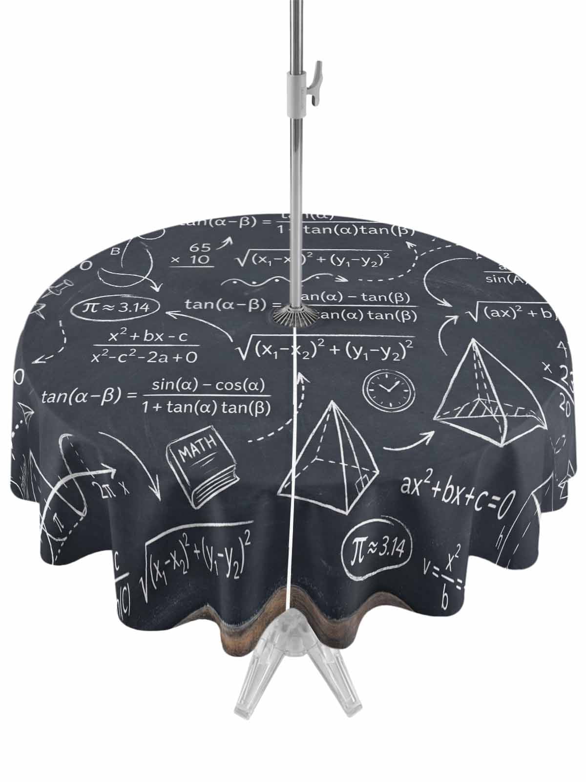 Math Waterproof Outdoor Tablecloth with Umbrella Hole Zipper Mathematics Equations ...
