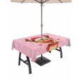 thumbnail image 1 of Outdoor Tablecloth with Umbrella Hole and Zipper, Merry Christmas Rectangle Table Cloth 54x80 Inch Waterproof Tablecloth, Pink Winter Xmas Hat Deer Snowflake Picnic Table Cover for Patio Camping, 1 of 7