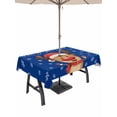 thumbnail image 1 of Outdoor Tablecloth with Umbrella Hole and Zipper, Merry Christmas Rectangle Table Cloth 60x102 Inch Waterproof Tablecloth, Blue Winter Xmas Hat Deer Snowflake Picnic Table Cover for Patio Camping, 1 of 7