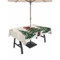 thumbnail image 1 of Outdoor Tablecloth with Umbrella Hole and Zipper, Merry Christmas Rectangle Table Cloth 60x102 Inch Waterproof Tablecloth, Winter Pine Tree Gold White Snowflakes Picnic Table Cover for Patio Camping, 1 of 7